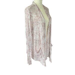 LOGO by Lori Goldstein pink purple long sleeve open stretchy cardigan women's M